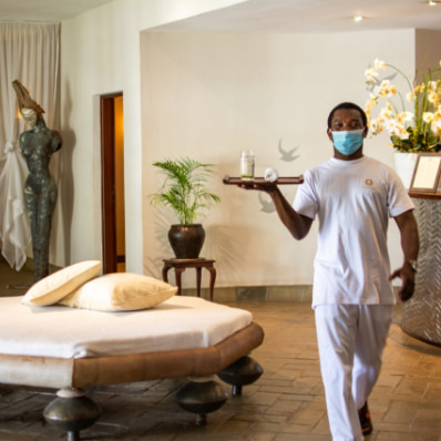Room service in the spa zone of Billionaire Resort & Retreat