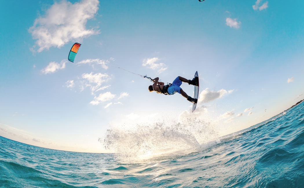 People kitesurfing in the Kenyan Riviera