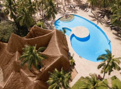 Aerial view of the swimming pool resort