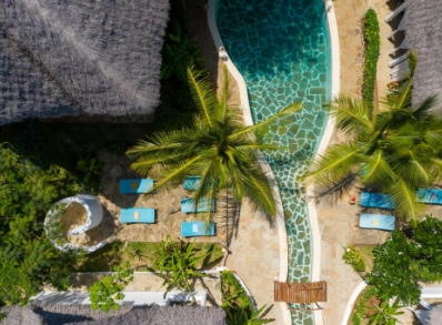 Aerial view of the swimming pool hotel