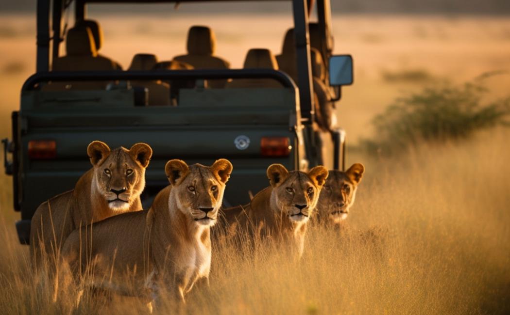 Lions on a kenya safari site